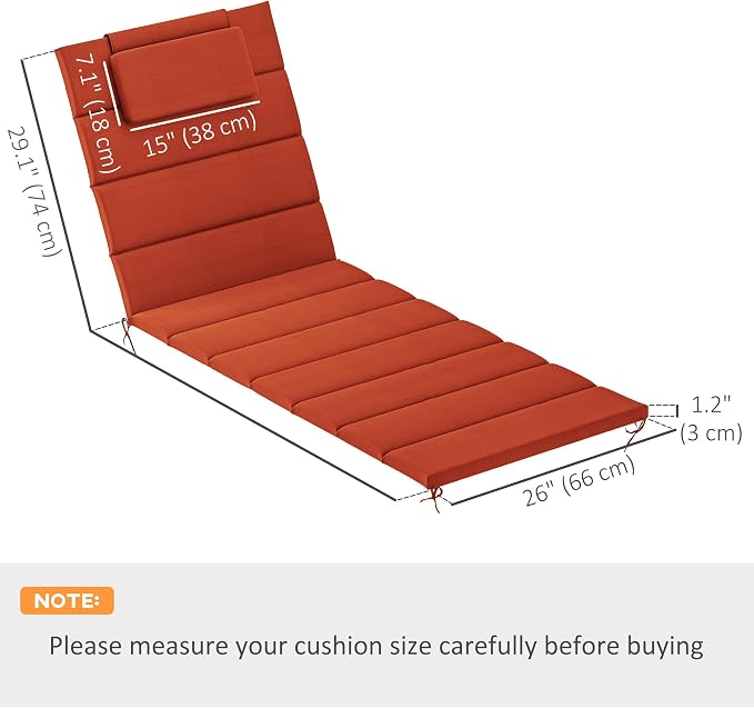 Outsunny Outdoor Lounge Chair Cushion Set of 2, Foldable Patio Chaise Lounge - Image 7