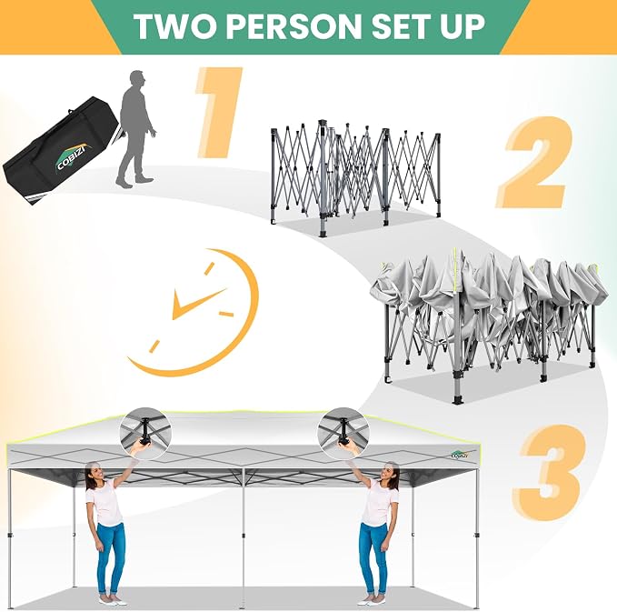COBIZI 10x20 Pop Up Canopy Tent, Outdoor Party Tent - Image 4