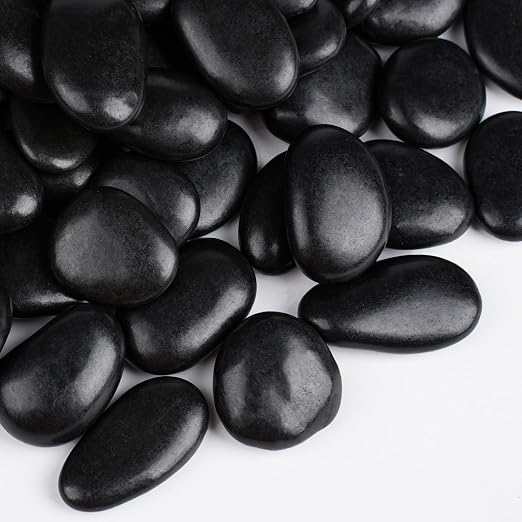 15 lbs Black Rocks for Planters, Polished Garden Stones for Outdoor Landscaping by OutdoorD%C3%A9cor