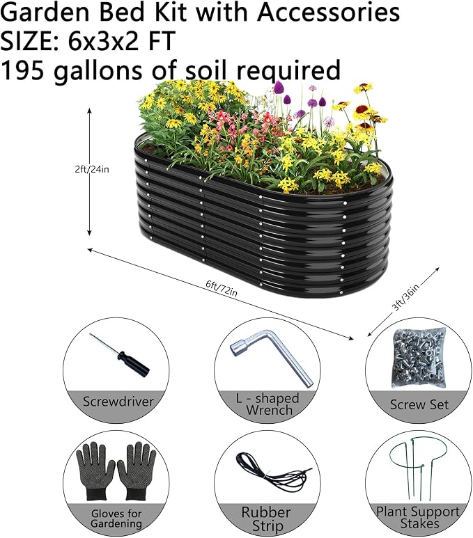 Garden Box Raised Flower Bed Galvanized Metal Planter Round Raised Garden Bed - Image 2
