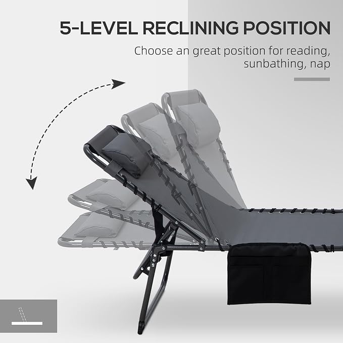 Outsunny 2 Piece Folding Chaise Lounge - Image 6