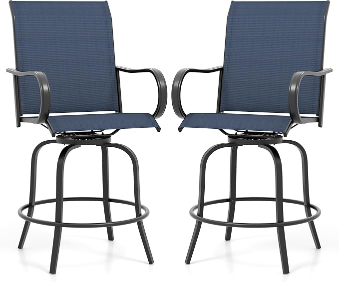 Giantex Set of 2 Swivel Outdoor Bar Stools, All-Weather Bar Height Patio Chairs by Giantex