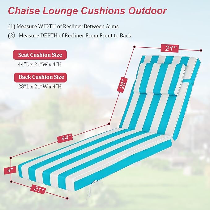 Chaise Lounge Cushions Outdoor 72x21x4 Inch, Patio Lounger Chair Cushion - Image 2