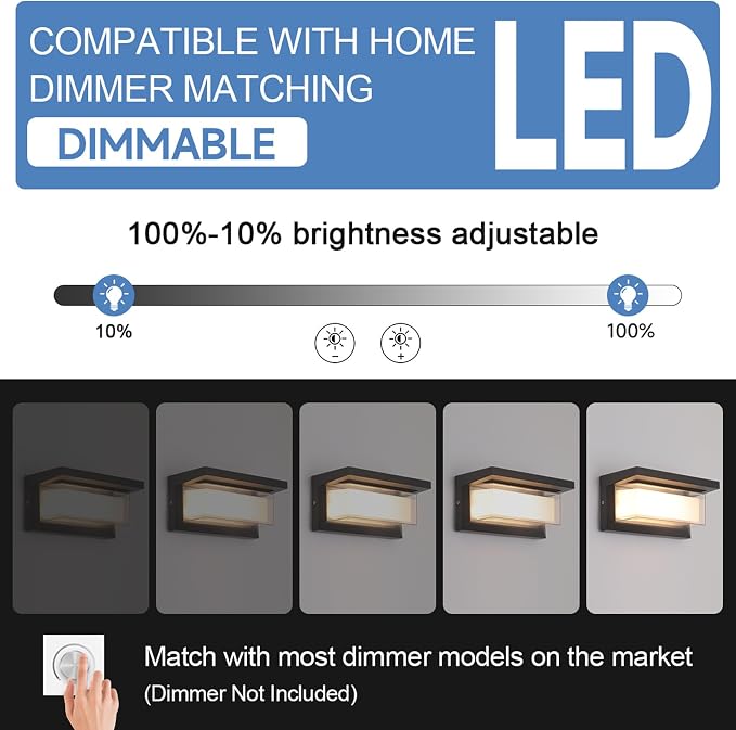4 Pack 24W LED Outdoor Wall Lights Exterior/Interior Adjustable 3-Color Sconces - Image 5