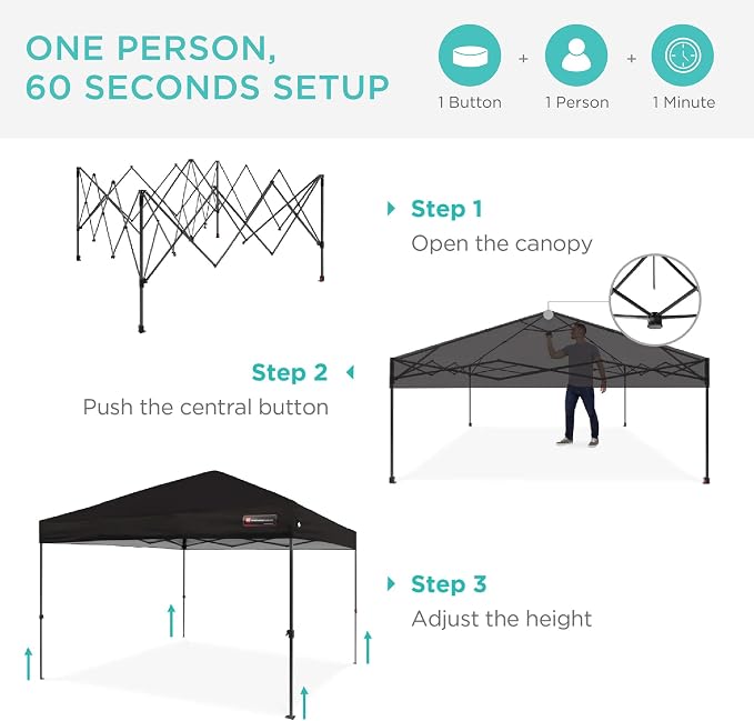 Best Choice Products 10x10ft Pop Up Canopy Tent, Outdoor Shade, 1 Person 1 - Image 2