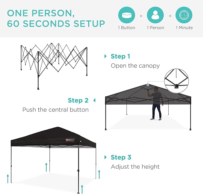 Best Choice Products 8x8ft Pop Up Canopy Tent, Outdoor Shade, 1 Person 1 Minute - Image 2