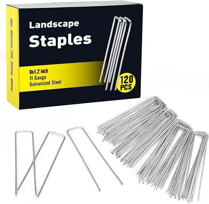 HongWay 120 Pack 6 Inch Landscape Staples 11 Gauge Garden Staples, Galvanized by HongWay