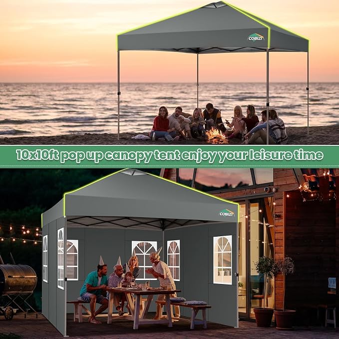 COBIZI 10x10 Pop Up Canopy Tent, Outdoor Party Tent - Image 7