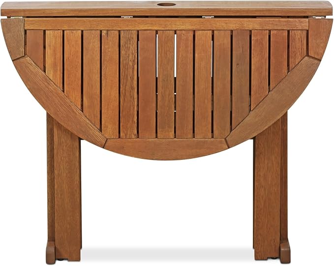 Furinno FG17035 Tioman Hardwood Patio Furniture Gateleg Round Table in Teak Oil - Image 4