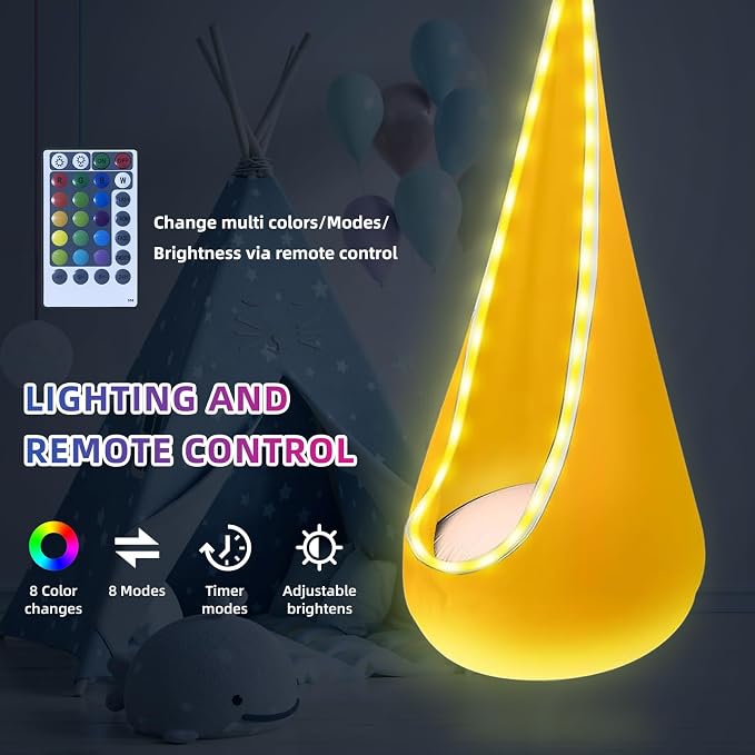 Light Up Kids Pod Swing Seat, Upgraded Kids Hanging Hammock - Image 3