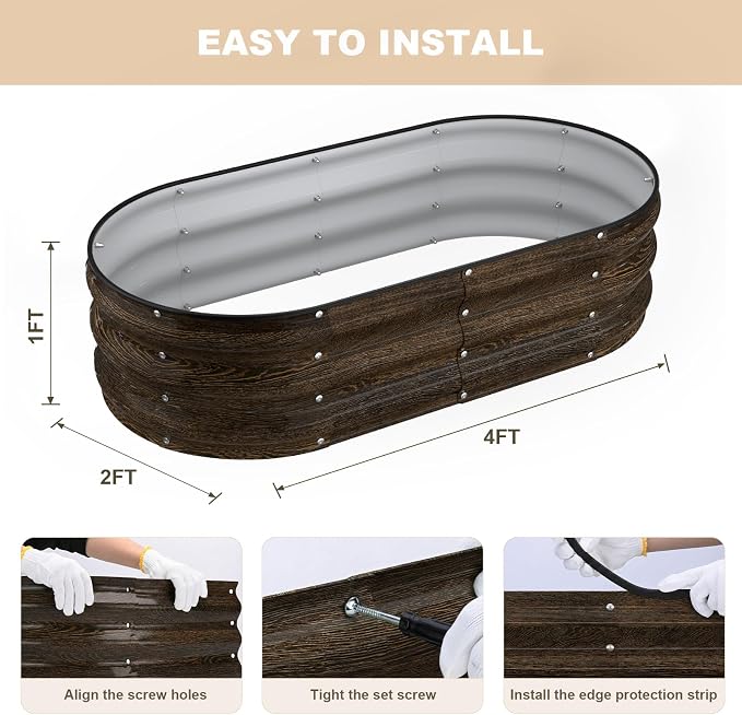 4x2x1FT Galvanized Raised Garden Beds, Raised Garden Bed - Image 4