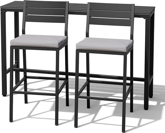 Crestlive Products Outdoor Bar Table and Chairs Set, 3 Piece Outside Patio Bar - Image 9