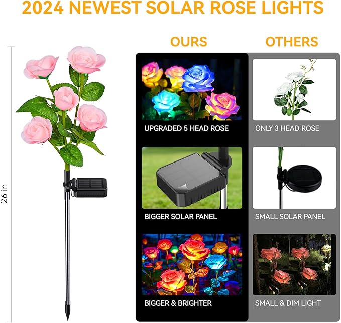 WdtPro Solar Garden Lights Outdoor, 4 Pack Solar Light Outdoor - Image 4
