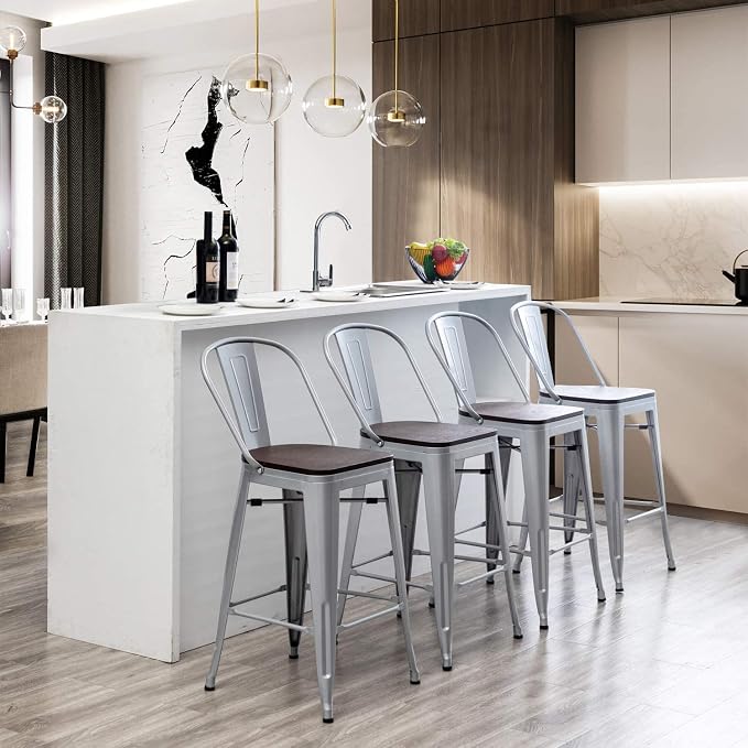 Aklaus Industrial Metal Bar Stools Set of 4, 26 inch Counter Height Barstools - Image 10