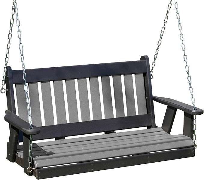 Poly Lumber Wood 4FT Mission Porch Swing Amish Craftsmandship Made in USA HDPE by Unknown