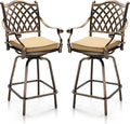 VINGLI Outdoor Swivel Bar Stools Set of 2, Cast Aluminum Patio Bar Height Chair by VINGLI