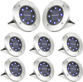 LYHOPE Solar Ground Lights Outdoor, 8 Pack 8 LED Solar Disk Lights Waterproof by LYHOPE