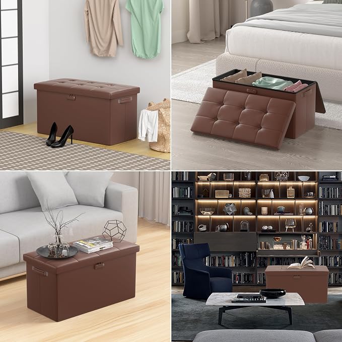 ENGPOW Storage Ottoman Bench, Fireproof Folding Bench - Image 4