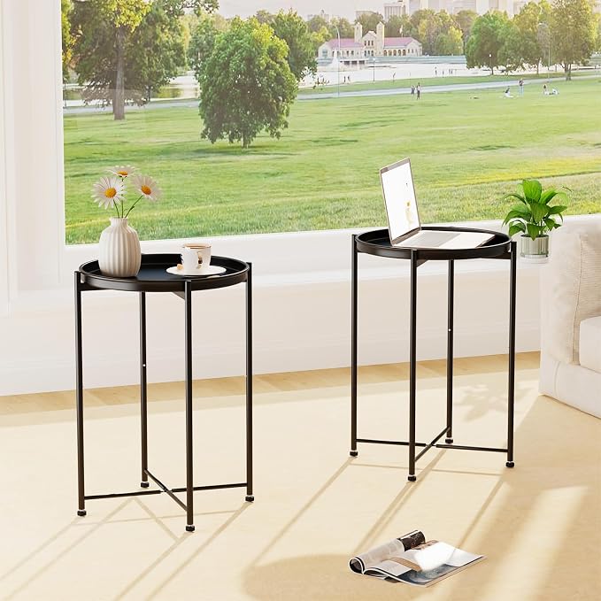 Garden 4 you Small Side Table, Mini Round End Table, Modern Nightstand - Image 4