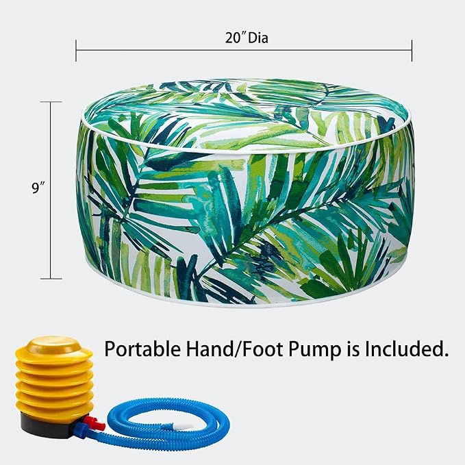 Magpie Fabrics Inflatable Stool Ottoman Pouf D20 xH9, Outdoor Round Footrest - Image 3