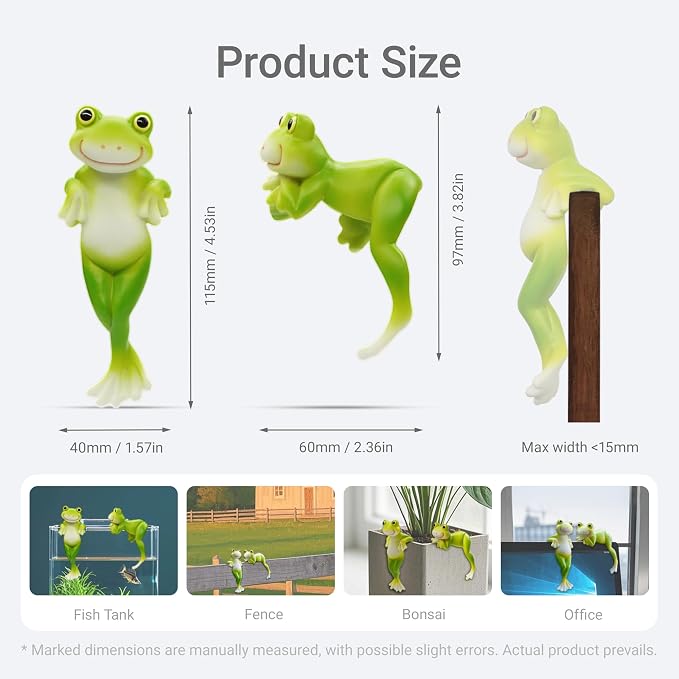 2PCS Frog Figurines Plant Garden Statue Ornament, Funny Plant Decoration - Image 2