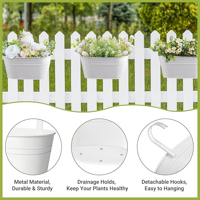 Dahey 10.5 Inch Metal Iron Hanging Flower Pots - Image 3