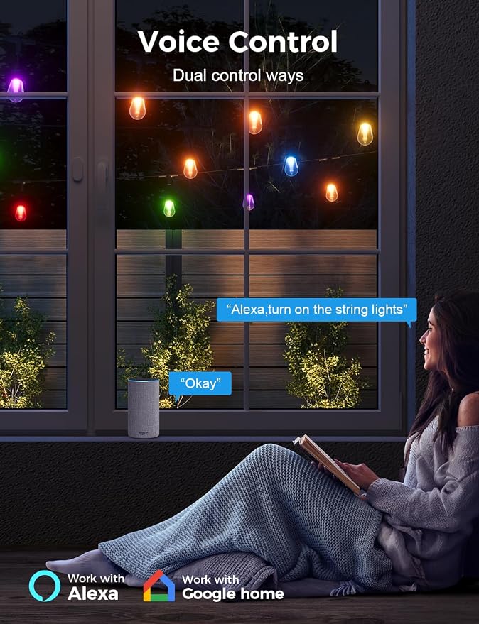 XMCOSY+ Outdoor String Lights Smart, 49Ft RGBCWIC Patio Lights Waterproof - Image 5