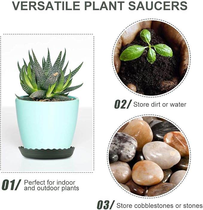 12Pcs Plant Saucer, 6 8 10 Inch Durable Plastic Plant Tray, Drip Tray - Image 3