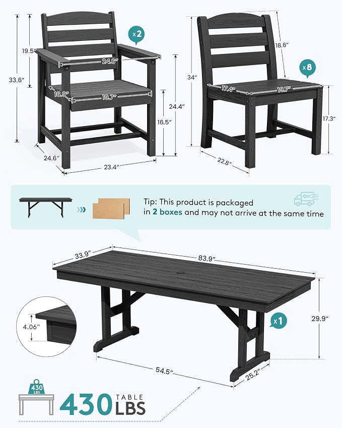 SERWALL 11 Piece Outdoor Dining Set - Image 2