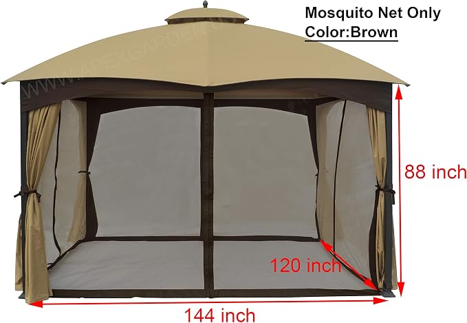 APEX GARDEN 10 Ft. x 12 Ft. Gazebo Replacement Mosquito Netting - Image 2