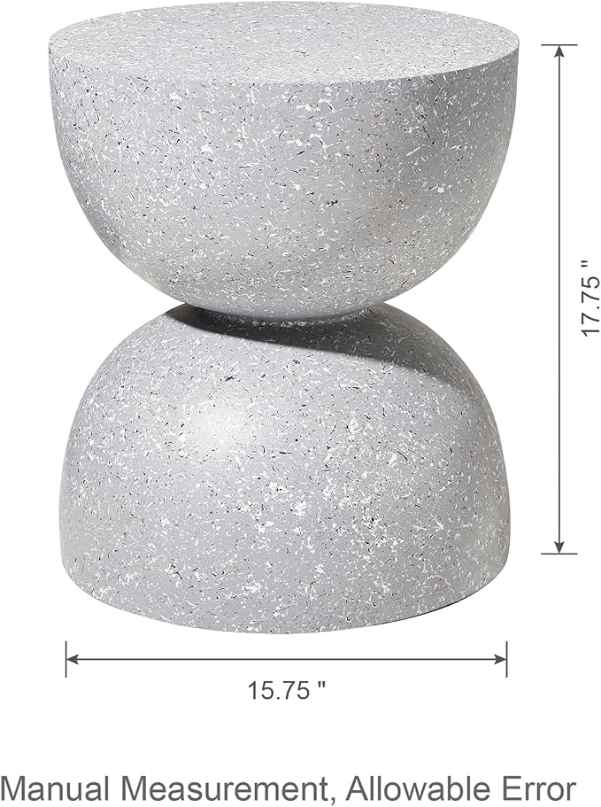 Glitzhome Outdoor Side Tables Set of 2, Heavy Duty Patio Sturdy Faux Terrazzo - Image 3