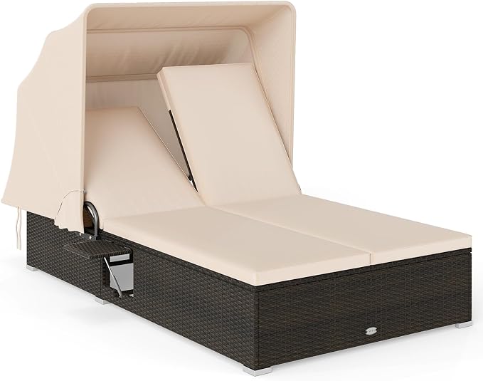 Tangkula Outdoor Rattan Daybed by TANGKULA