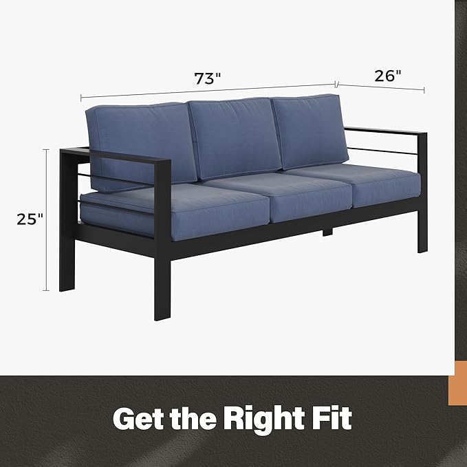 Solaste Aluminum Outdoor Couch, 3-Seat Metal Outdoor Sofa - Image 5