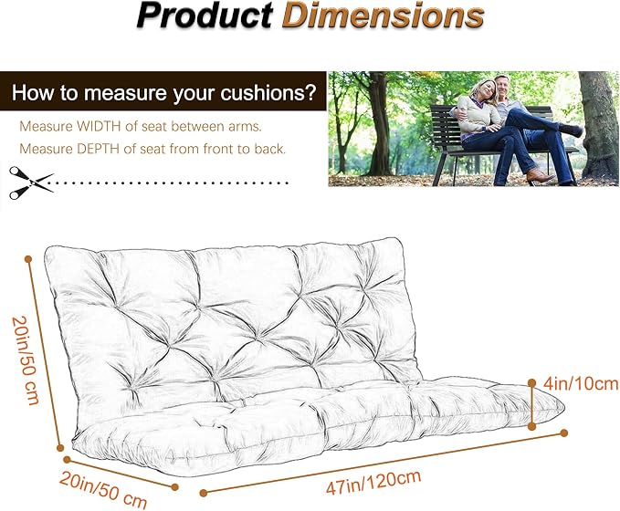 2-3 Seat Swing Replacement Cushion, Outdoor Bench Cushions - Image 6