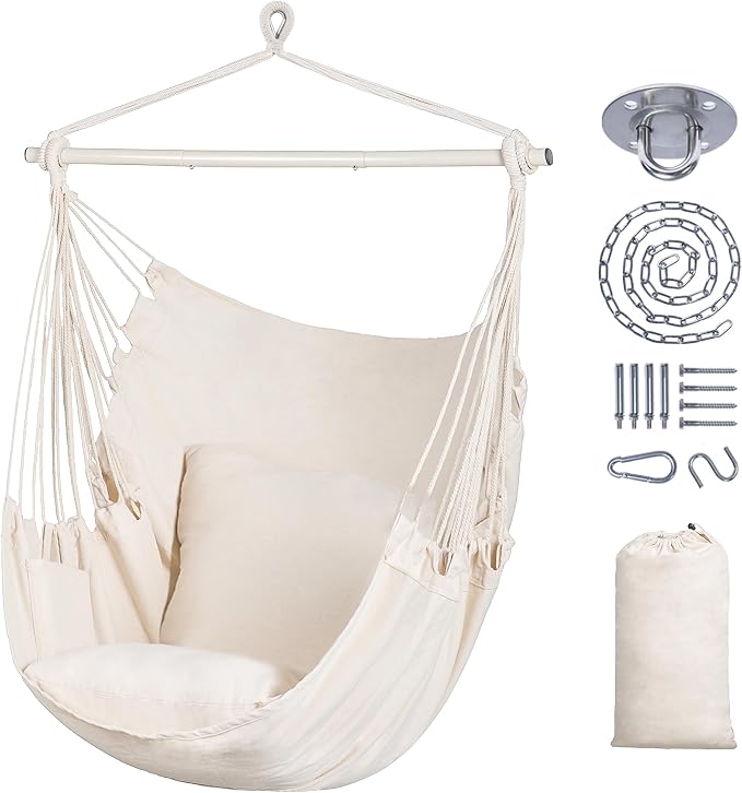SUNCREAT Hammock Chair Hanging Rope Swing Seat-Max 450lbs Capacity, Extra Large by SUNCREAT