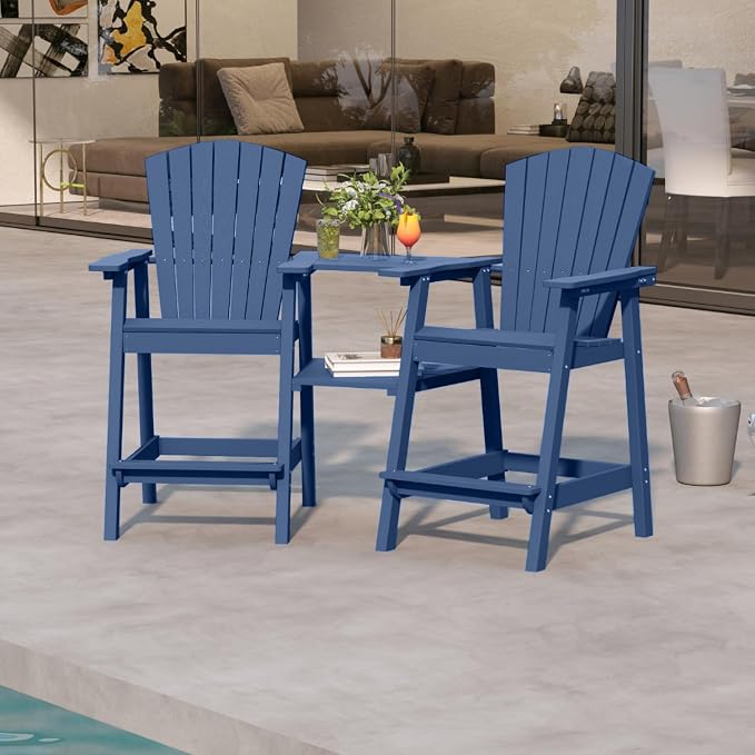 Navy Blue HDPE Tall Adirondack Chair Set of 2 - Image 7