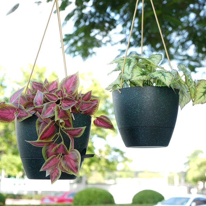 10 Inch Self Watering Hanging Pots, 2 Pack Hanging Planters - Image 5