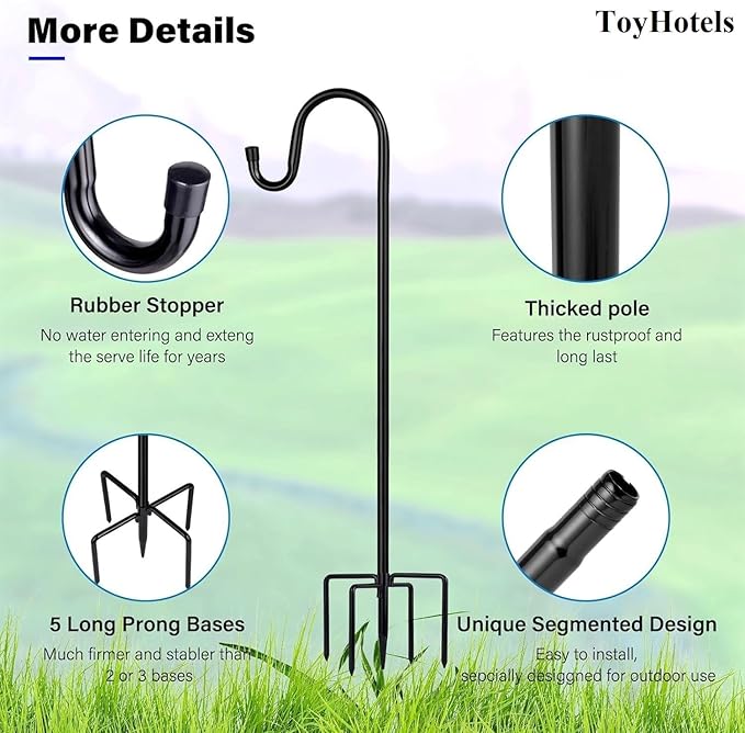 Shepherd Hooks for Outdoor, 1 Pack 46 Inch Bird Feeder Pole - Image 2