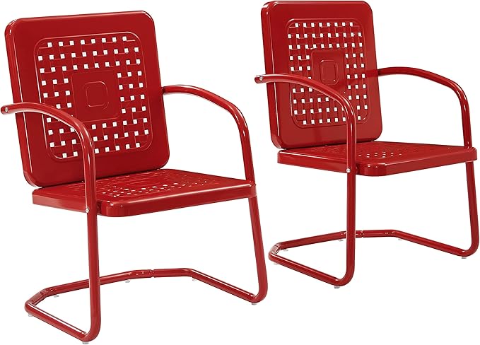 Crosley Furniture Bates 2-Piece Outdoor Chair Set, Retro Metal Patio Chairs by CrosleyFurniture