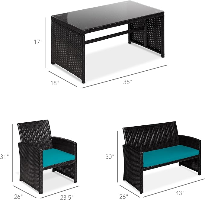 Best Choice Products 4-Piece Outdoor Wicker Patio Conversation Furniture Set - Image 7
