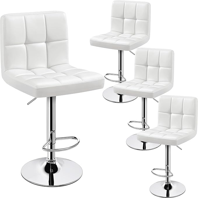 Yaheetech Bar Stools Set of 4, PU Leather Adjustable Swivel Barstools, Modern by Yaheetech