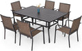 7-Piece Outdoor Dining Set, 6 Stackable Patio Portable Chairs & 60'' by Anmutig