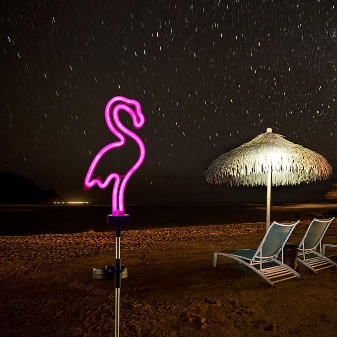 Flamingo Solar Garden Stake Lights, Outdoor Solar Pathway Light - Image 3