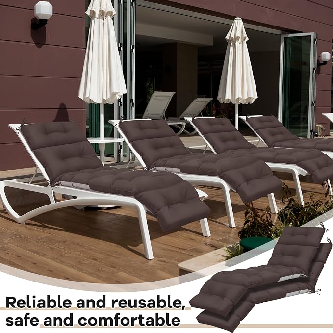 Kigley 2 Pcs Chaise Lounge Cushions 75 x 22 x 5 Inches Soft Lounge Chair - Image 6