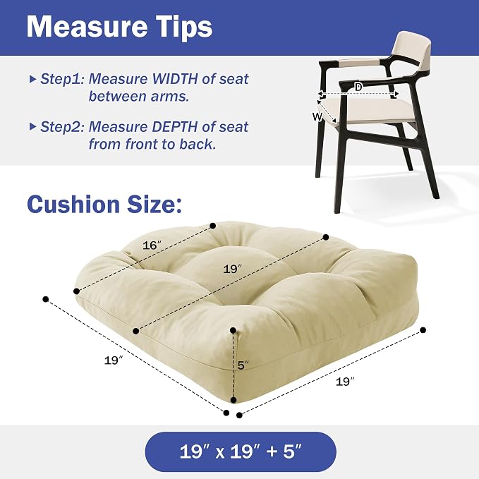 Outdoor Chair Cushions Set of 2, Patio Chair Cushions - Image 4