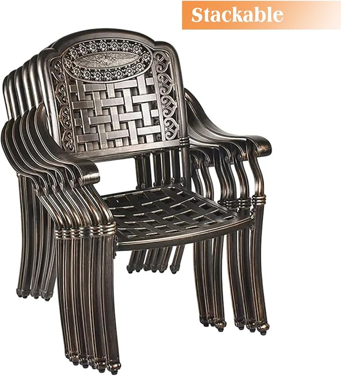 TITIMO 5-Piece Cast Aluminum Outdoor Patio Dining Set, 4 Pattern Chairs and - Image 5