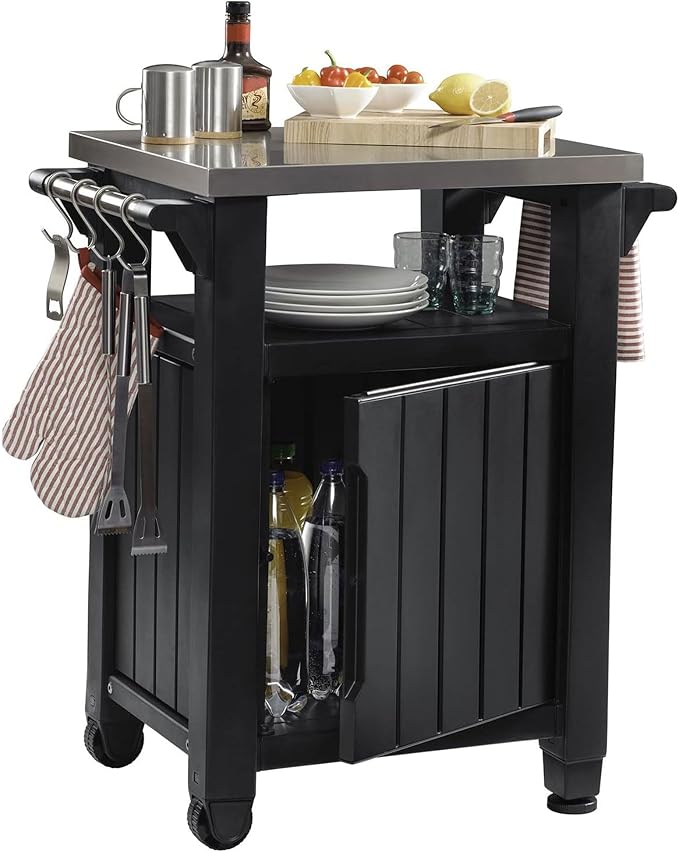 Keter Unity Small 40 Gallon Grill Prep Table and Storage Cart, Portable Serving - Image 6
