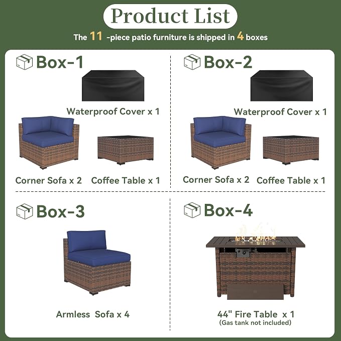 Aoxun 11 Piece Patio Furniture Set - Image 5