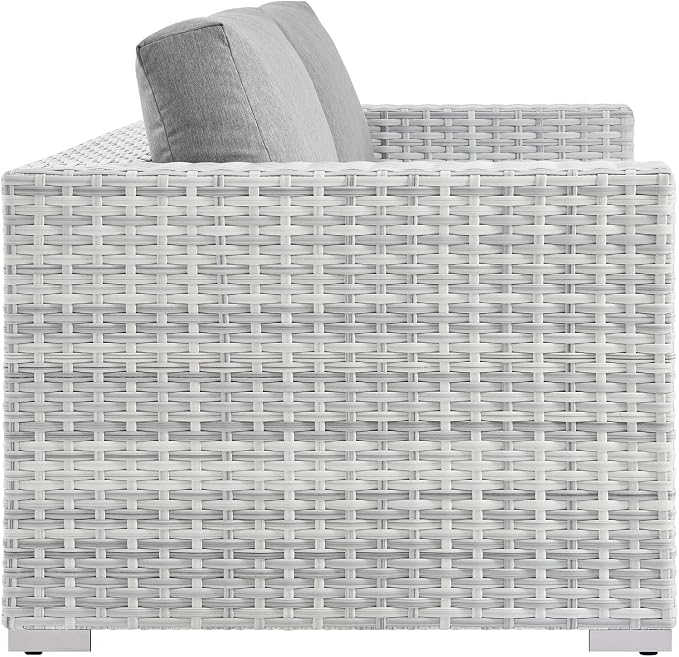 Modway Convene Wicker Rattan Outdoor Patio Loveseat in Light Gray Gray - Image 3