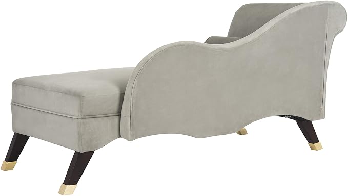 Safavieh Home Collection Caiden Grey Velvet Chaise - Image 5